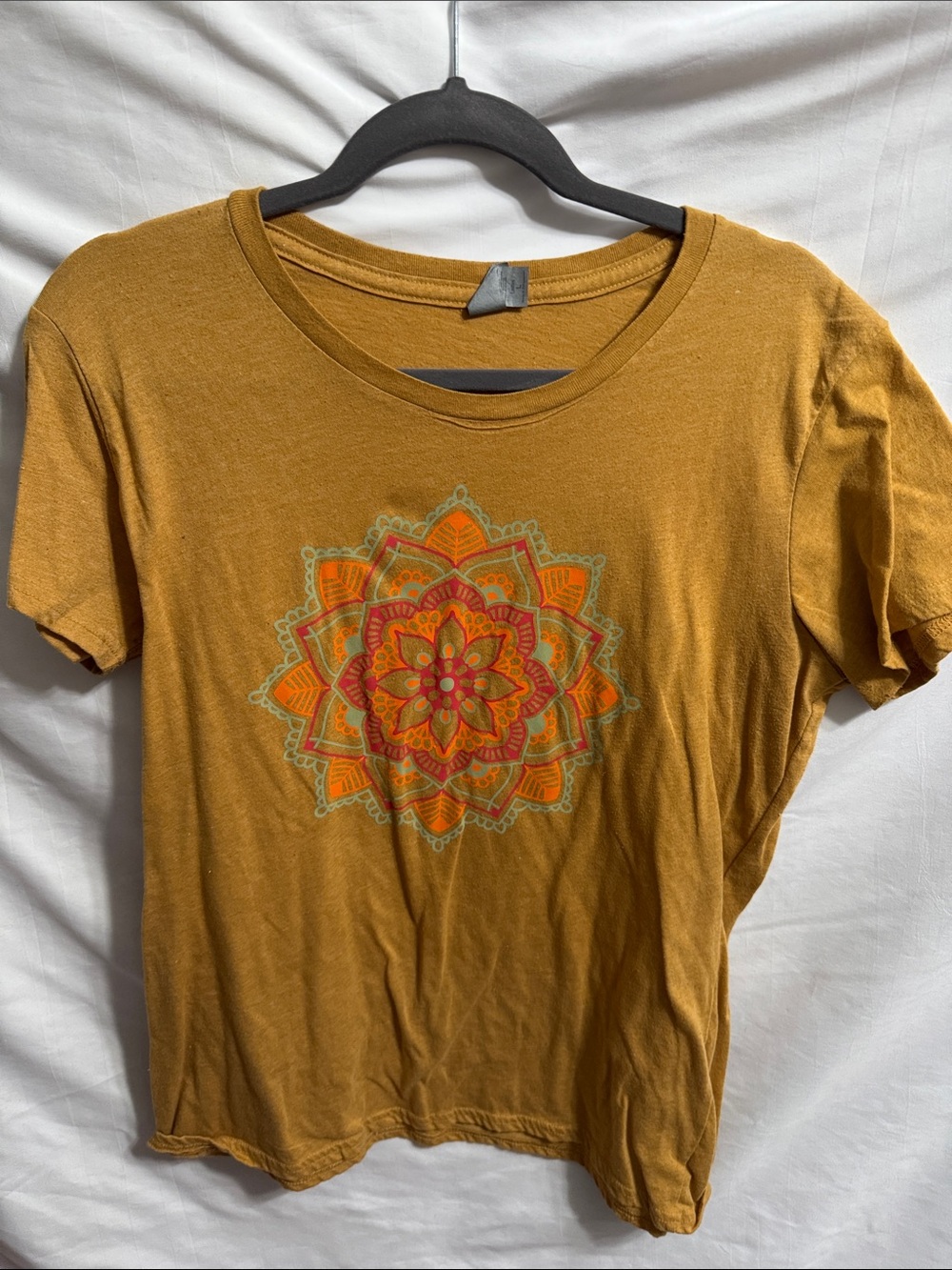 Women’s Mustard Graphic Tee with Mandala Print